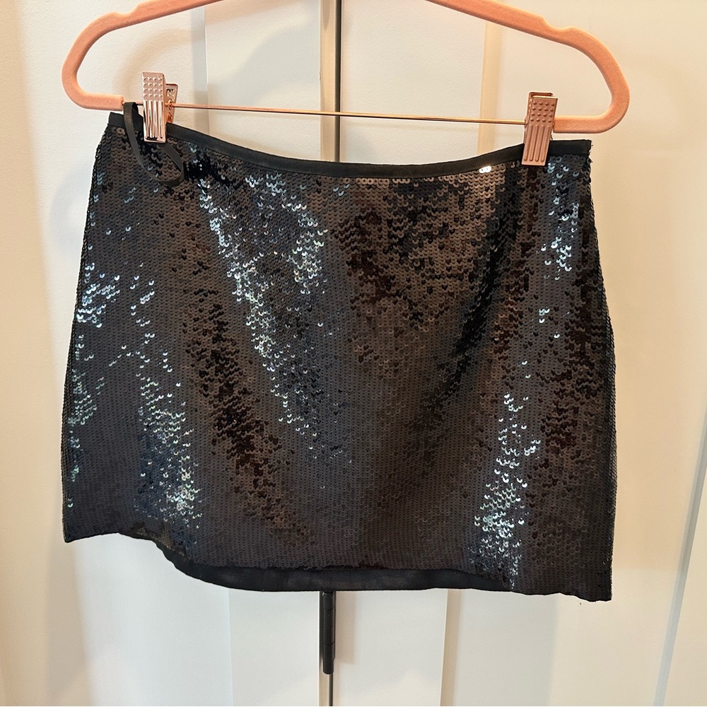 Theory Black Sequin Mini Skirt